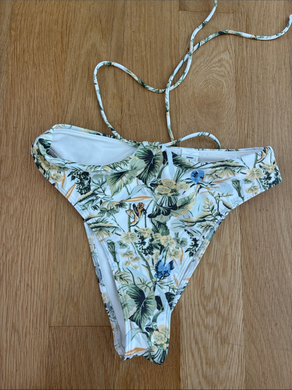 Abercrombie & Fitch White Tropical Floral High-Cut Bikini Bottom